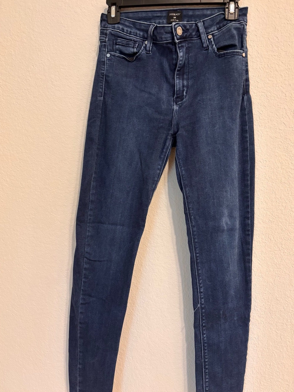 Just Black Womens Dark Blue Stretch Straight Leg Jeans 28x27
